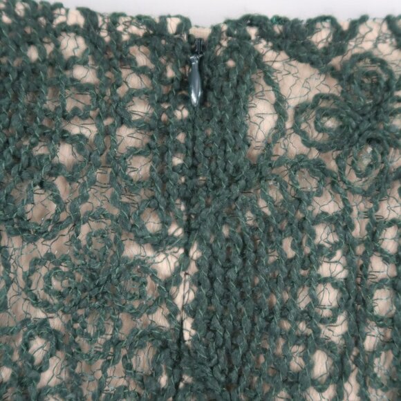 Worth Women's Spruce Green Lace Slim Pencil Skirt w Nude Underlay Size 4 NWT - Picture 6 of 9